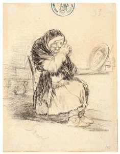 Goya - La vieja del espejo, D04147. Free illustration for personal and commercial use.