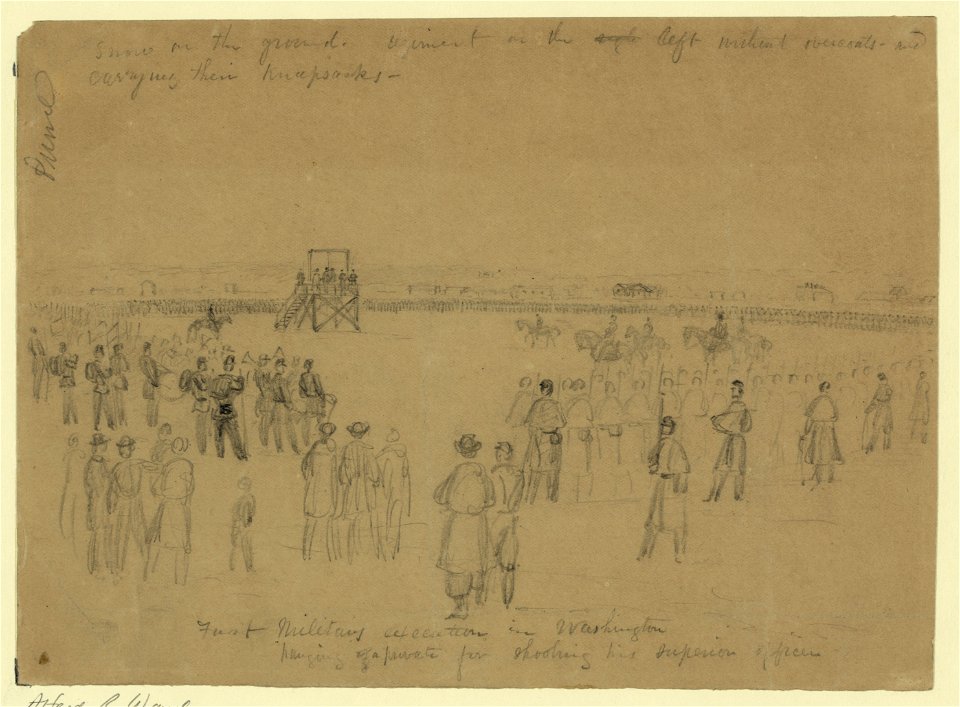 First military execution in Washington; hanging of a private for shooting his superior officer LCCN2004660220
