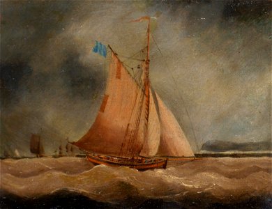 Follower of Thomas Buttersworth - A fishing boat under dark skies. Free illustration for personal and commercial use.