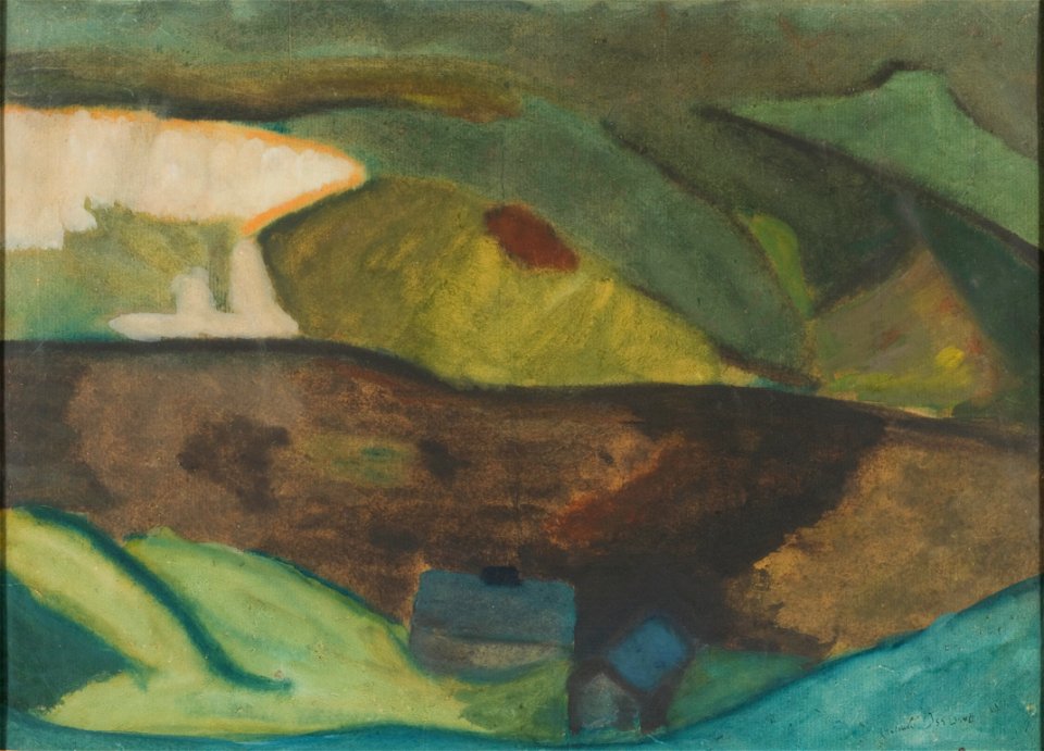 Fishing Cottages by the River. Motif from Granvåg, Faxälven (Helmer Osslund) - Nationalmuseum - 23836