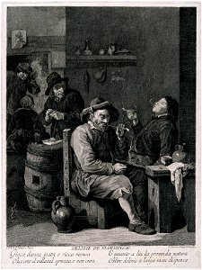 Five Flemish men, old and young alike, smoke and drink in a Wellcome V0019042