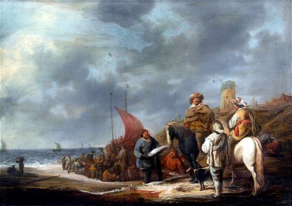 Fish sellers at the beach, by Benjamin Gerritsz Cuyp