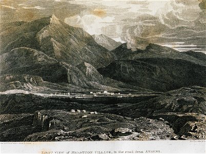 First view of Marathon village, in the road from Athens - Clarke Edward Daniel - 1816