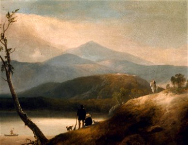 Alvan Fisher - Lake in the Mountains with Hunters