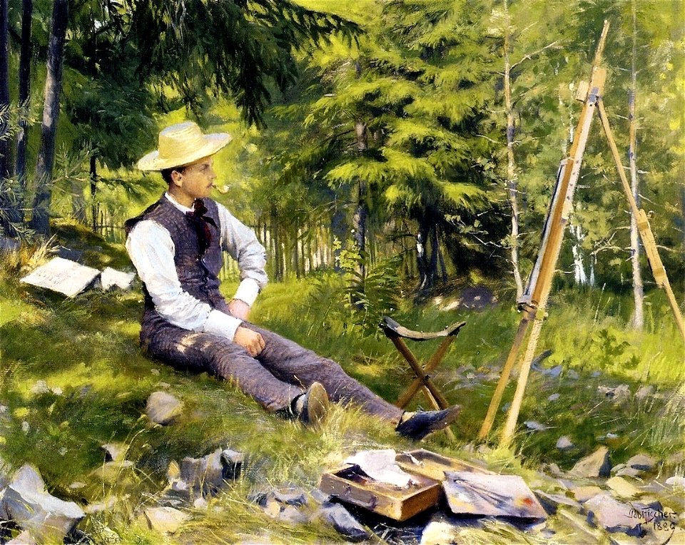 Paul Gustave Fischer - The Artist Painting En Plein Air