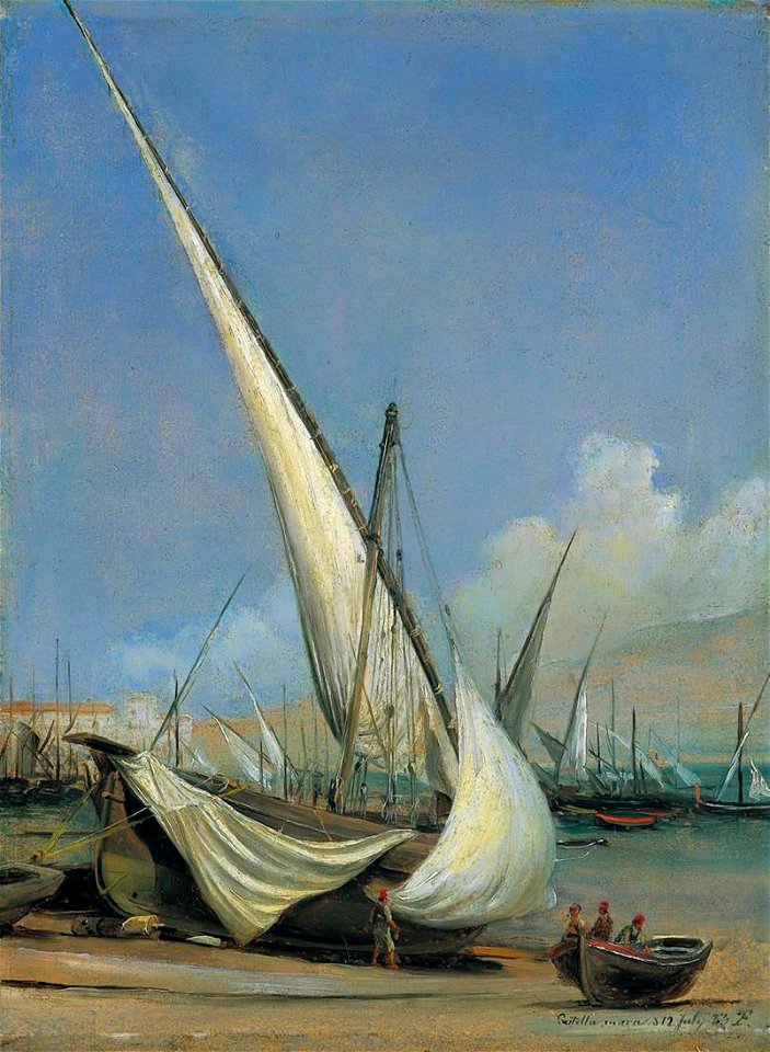 Fishing-boats, Castellamare, by Thomas Fearnley