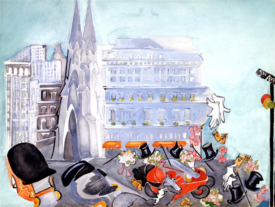 Fifth Avenue by Zelda Fitzgerald, gouache