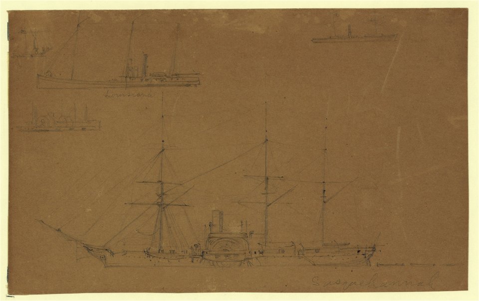 Five broadside views of steamships and a sailboat LCCN2004660032