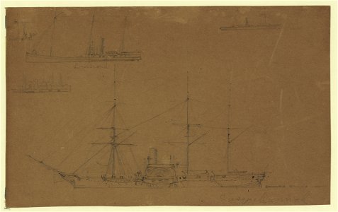 Five broadside views of steamships and a sailboat LCCN2004660032