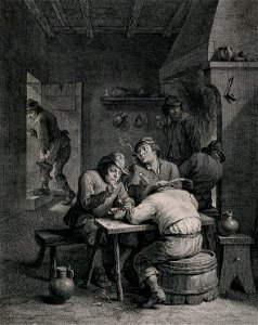 Five Flemish men smoke, drink and sleep in a dingy smoke den Wellcome V0019041