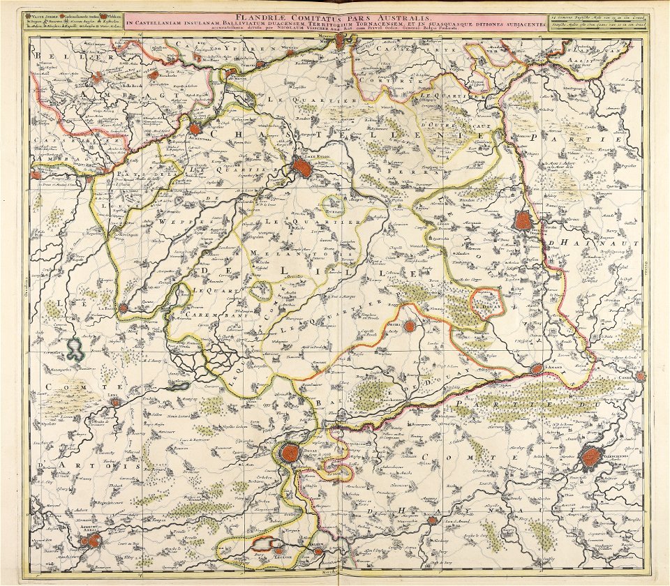 Flandriae comitatus pars australis, in Castellaniam insulanam. Balliviatum duacensem territorium Tornacensem... - CBT 6611112