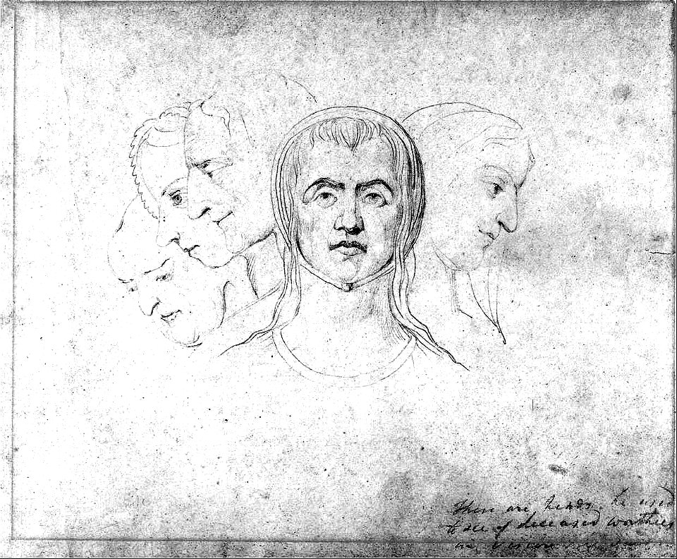 Five Visionary Heads (Heads of Women) 270x324mm Yale Center for British Art