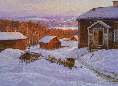 Fjällby i kvällssol x Anshelm Schultzberg