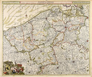 Flandriae comitatus in ejusdem subjacentes ditiones accuratissimé divisus una cum adjacentibus - CBT 6606540