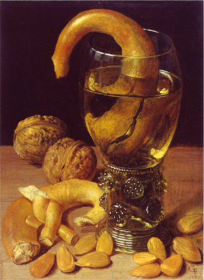Flegel - Stilleben mit Römer, Brezel und Madeln