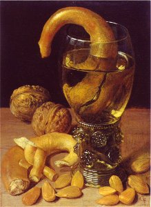 Flegel - Stilleben mit Römer, Brezel und Madeln