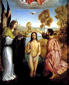 Flandes, Juan de — Baptism of Christ — 1496-99 (detail). Free illustration for personal and commercial use.