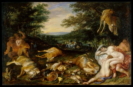 Flemish - Diana and Her Nymphs after Their Hunt - Walters 372498