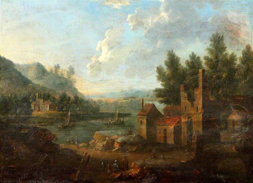 Flemish School - Buildings by a River - 1151340 - National Trust