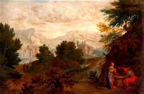 Flemish School - Landscape with Christ and the Woman of Samaria - 353033 - National Trust. Free illustration for personal and commercial use.