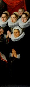 Flemish School - Part of a Diptych, Five Donor Figures of Women, Dressed in Black with White Ruffs, Praying (right wing, verso) - 1191202 - National Trust