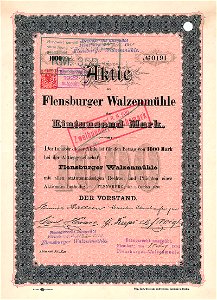Flensburger Walzenmühle 1000 Mk 1890