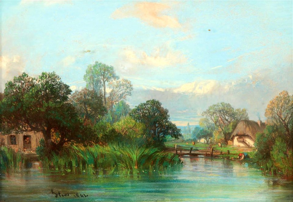 Camille Flers - Lavandières près de la chaumière (1842)