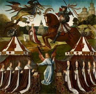 Flemish School, 16th century - The Family of Henry VII with St George and the Dragon - RCIN 401228 - Royal Collection