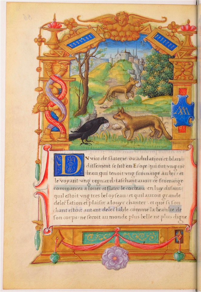 Fleur de vertu - BNF Fr1877 f36v ( corbeau et renard)