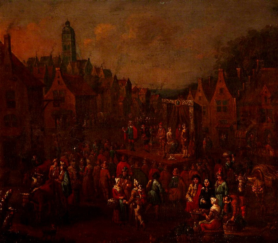 Flemish School - A Village Scene with a Theatre - 836151 - National Trust