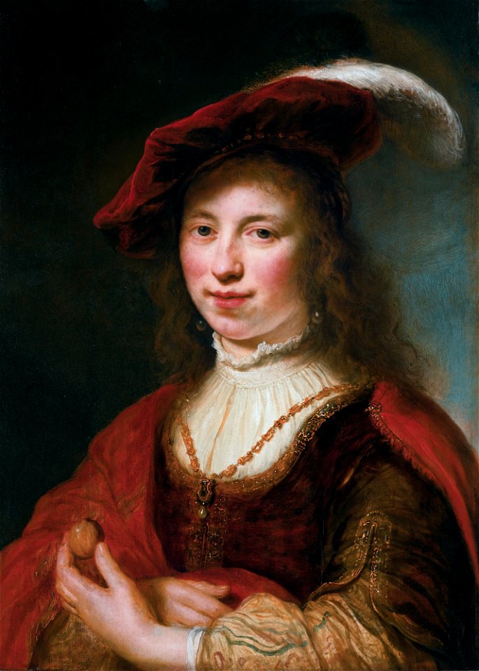 A tronie of a young woman, by Govert Flinck
