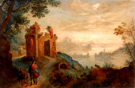 Flemish School - Landscape with a Ruined Temple and the Flight into Egypt - 353032 - National Trust
