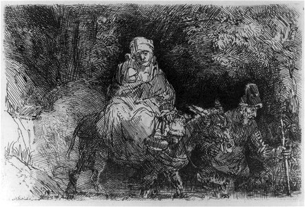 Flight into Egypt- crossing a brook LCCN2005683556. Free illustration for personal and commercial use.