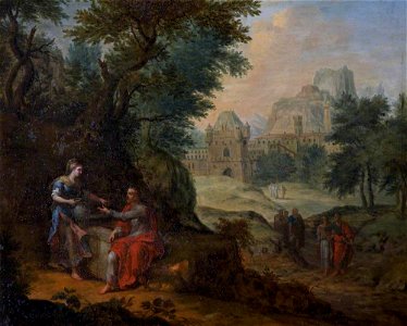 Flemish School - Landscape with Christ and the Woman of Samaria - 872126 - National Trust. Free illustration for personal and commercial use.