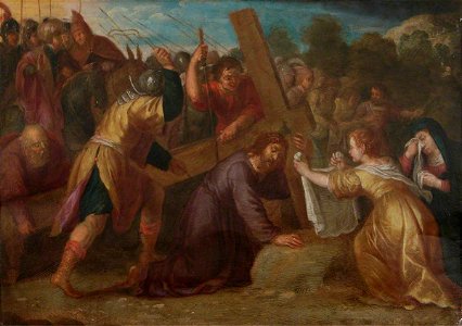 Flemish School - The Road to Calvary with Simon of Cyrene and Saint Veronica - 1542202 - National Trust