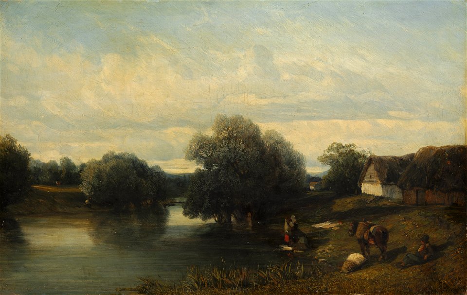 Camille Flers - Cottage by the River with Washerwomen - 1980.259 - Cleveland Museum of Art