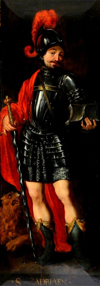 Flemish School - Part of a Diptych, Saint Adriaen (left wing, verso) - 1191203 - National Trust