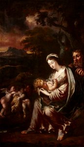 Flemish School - The Rest on the Flight into Egypt with Putti-Angels and a Lamb - 227673 - National Trust