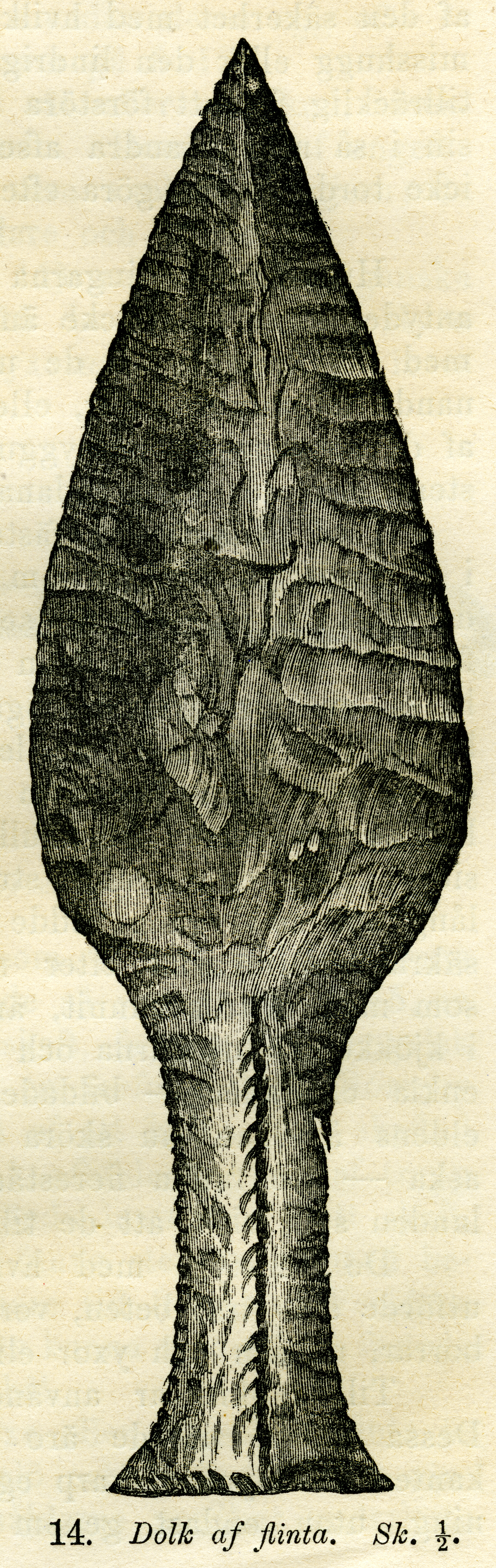 Flintdolk fr Skåne (Montelius 1873 sid 13 fig 14)