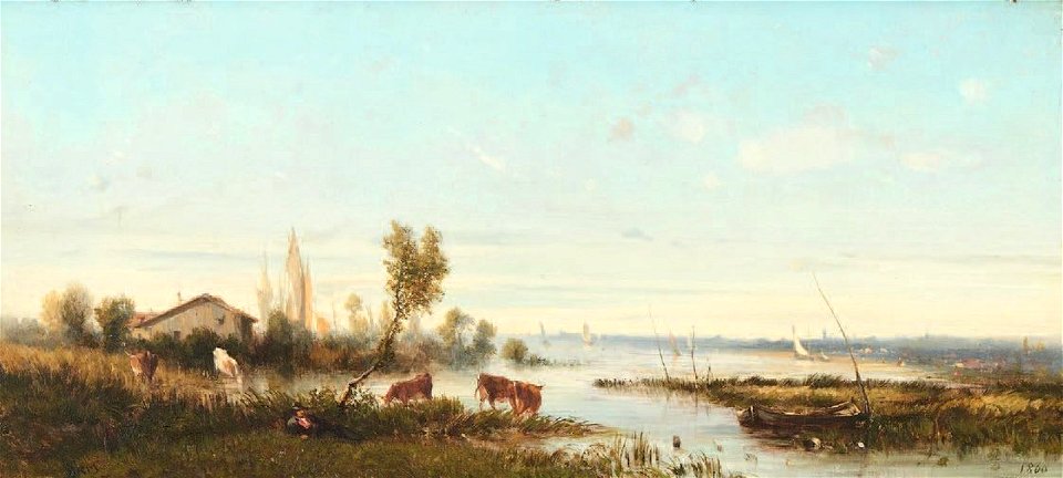 Camille Flers - Vaches en bord de mer (1860)