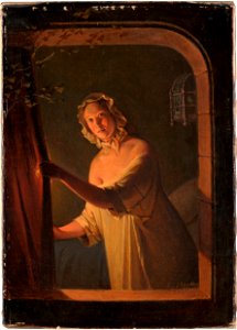 Flicka vid ljussken (Johan Gustaf Sandberg) - Nationalmuseum - 132623
