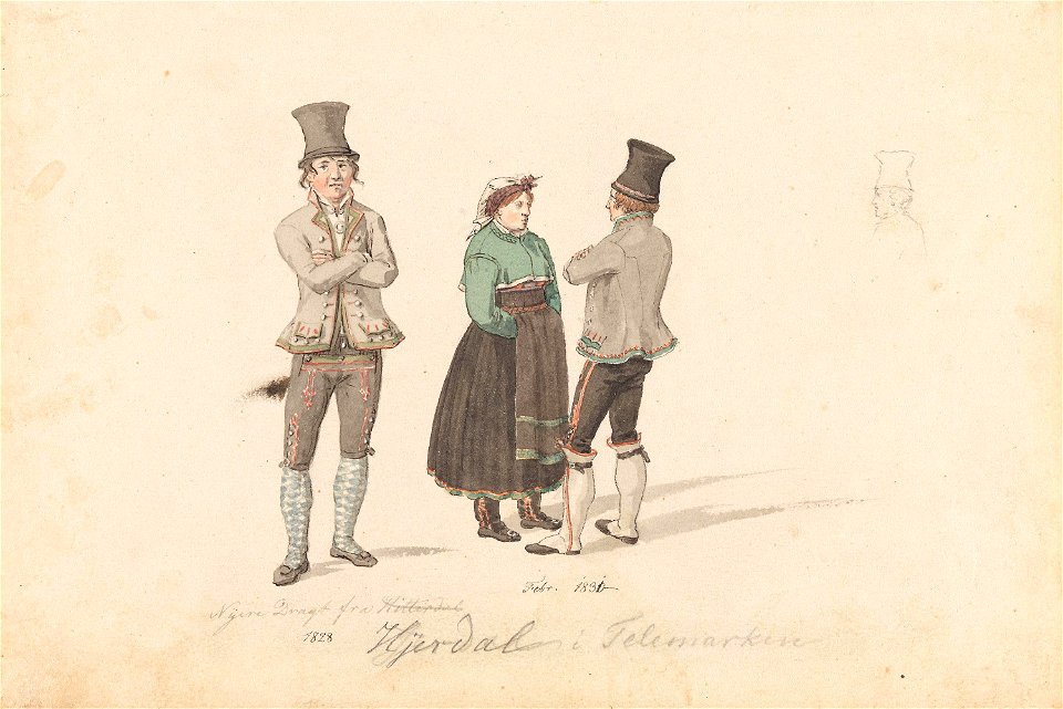 Johannes Flintoe - Draktstudier fra Hjartdal i Telemark - NG.K&H.1984.0044 - National Museum of Art, Architecture and Design