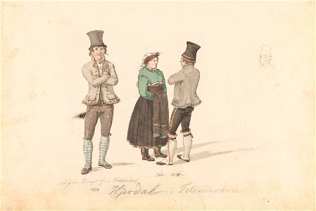 Johannes Flintoe - Draktstudier fra Hjartdal i Telemark - NG.K&H.1984.0044 - National Museum of Art, Architecture and Design
