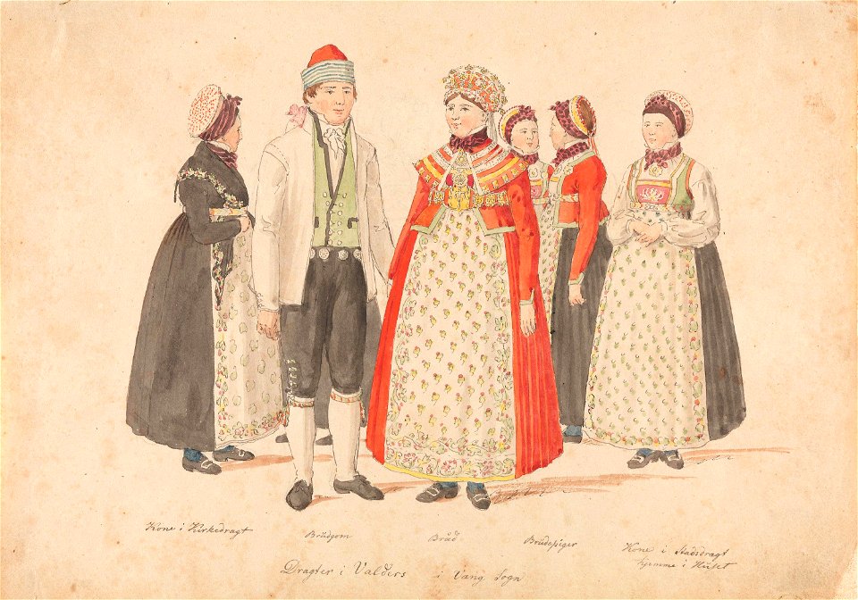 Johannes Flintoe - Draktstudier fra Vang i Valdres - NG.K&H.1984.0037 - National Museum of Art, Architecture and Design