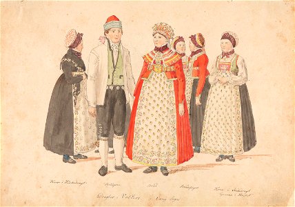 Johannes Flintoe - Draktstudier fra Vang i Valdres - NG.K&H.1984.0037 - National Museum of Art, Architecture and Design