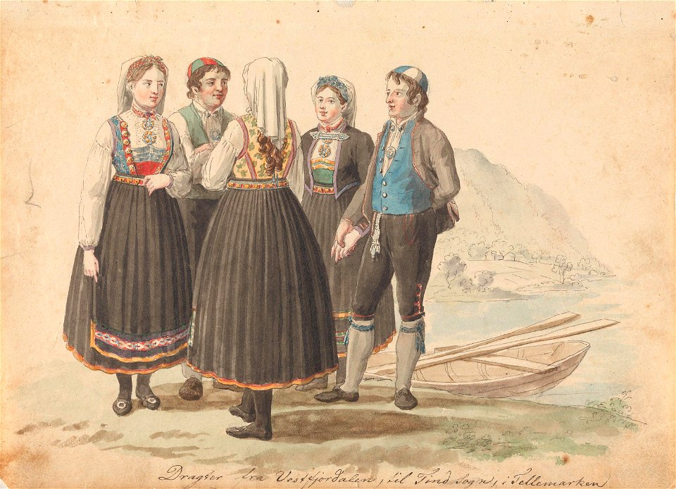 Johannes Flintoe - Draktstudier fra Vestfjorddalen, Tinn i Telemark - NG.K&H.1984.0047 - National Museum of Art, Architecture and Design