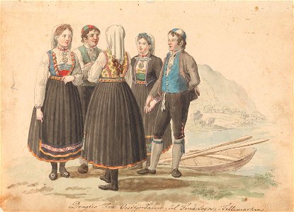 Johannes Flintoe - Draktstudier fra Vestfjorddalen, Tinn i Telemark - NG.K&H.1984.0047 - National Museum of Art, Architecture and Design