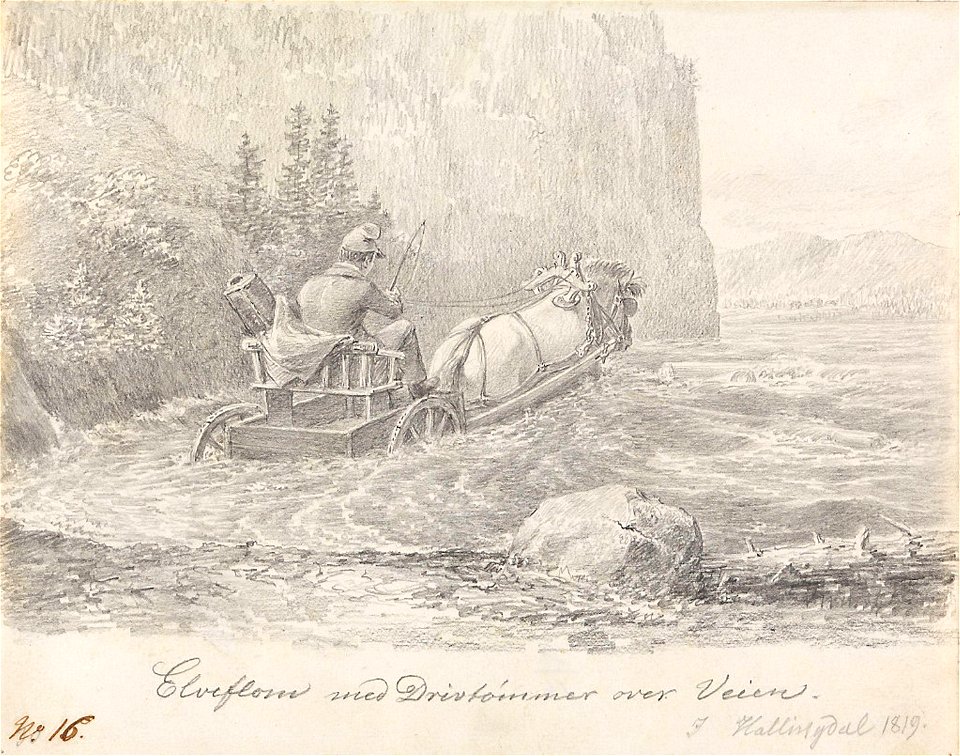 Johannes Flintoe - Oversvømmelse i Hallingdal - NG.K&H.B.06344 - National Museum of Art, Architecture and Design