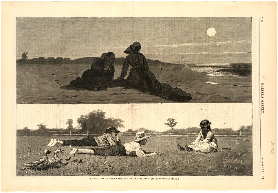 Flirting on the sea-shore and on the meadow (Boston Public Library)