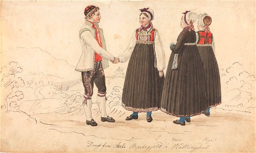 Johannes Flintoe - Draktstudier fra Ål i Hallingdal - NG.K&H.1984.0042 - National Museum of Art, Architecture and Design